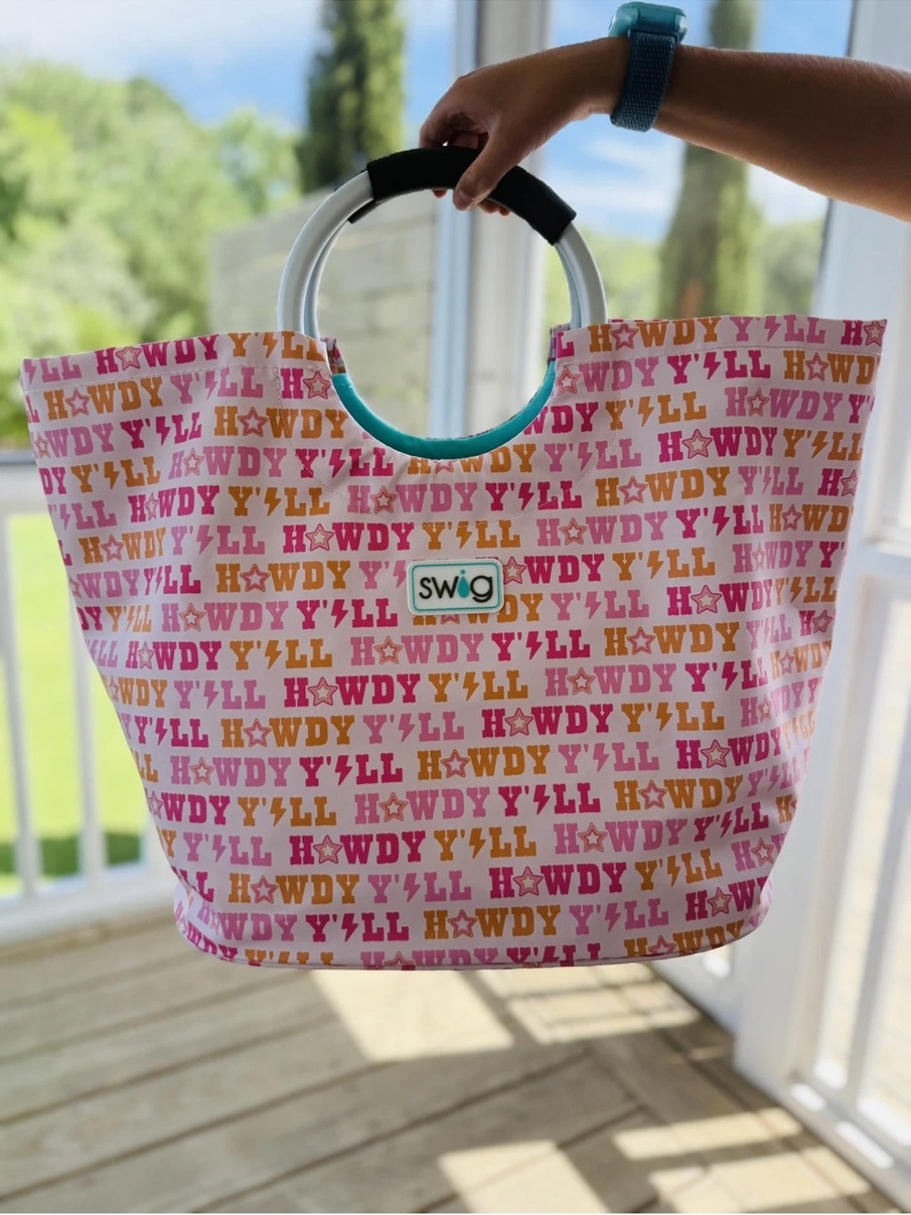 Swig Life Loopi Women's Howdy Y’all Waterproof Loop Handles Tote Bag EUC